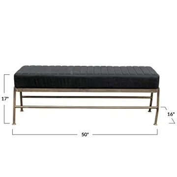 Stylish Creative Co-Op Leather & Metal Bench for Modern Homes