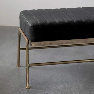 Stylish Creative Co-Op Leather & Metal Bench for Modern Homes