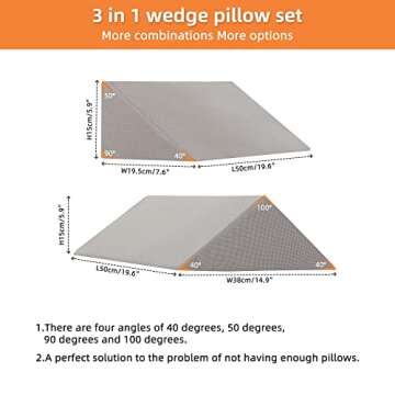 Fanwer Bed Wedges & Body Positioners (3 in 1), 40 Degree Wedges for Bed Positioning,Positioning Pill...