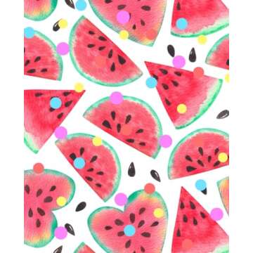 Watermelon and Polka Dot Cover Notebook: Lined Journal, 7.5 x 9.25", 110 pages