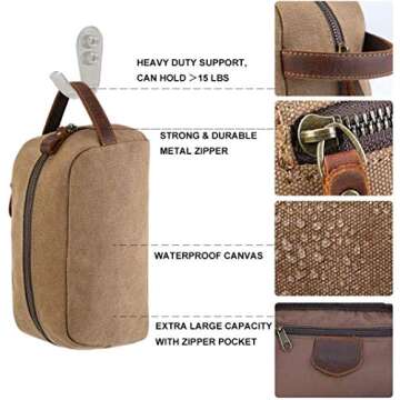 Oversized Travel Duffel Bag Waterproof Canvas Weekender Leather Overnight Hand Bag with Toiletry Bag