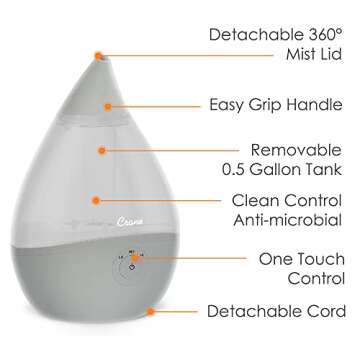 Crane Droplet Ultrasonic Humidifier for Home Comfort