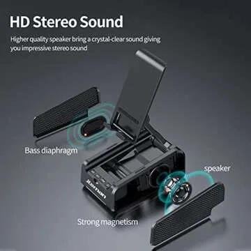 JTEMAN Portable Phone Stand with Speaker Bluetooth Wireless,Gifts for Men Women,Birthday for Women Men,Kitchen Gadgets for Men,Phone Holder for Desktop