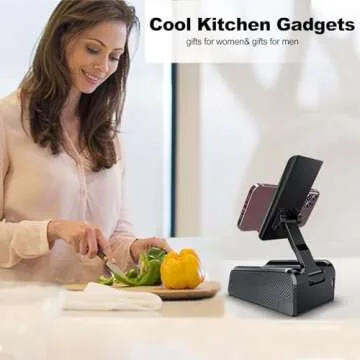JTEMAN Portable Phone Stand with Speaker Bluetooth Wireless,Gifts for Men Women,Birthday for Women Men,Kitchen Gadgets for Men,Phone Holder for Desktop
