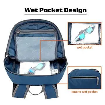 Venture Pal 35L Large Lightweight Packable Hiking Backpack with Wet Pocket & Shoes Compartment Travel Backpack & Day Backpack for Women Mens(Navy)