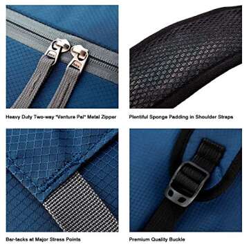 Venture Pal 35L Large Lightweight Packable Hiking Backpack with Wet Pocket & Shoes Compartment Travel Backpack & Day Backpack for Women Mens(Navy)