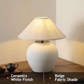 Farmhouse Table Lamps Black 18.8" Tall Ceramic Table Lamp Rustic Southwestern Clay Pot Ceramic Lamps...