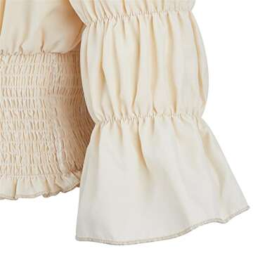 Renaissance Shirt Women Pirate Costume Womens Pirate Shirt Outfit Renaissance Blouse Crop Top Beige-L