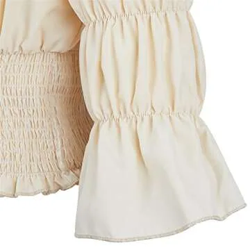 Renaissance Shirt Women Pirate Costume Womens Pirate Shirt Outfit Renaissance Blouse Crop Top Beige-L