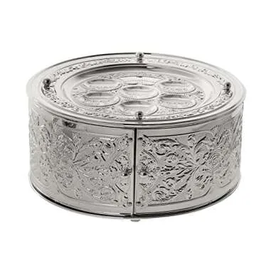 Elegant Silver Plated 3 Tier Seder Plate & Matzah Holder for Passover Celebrations