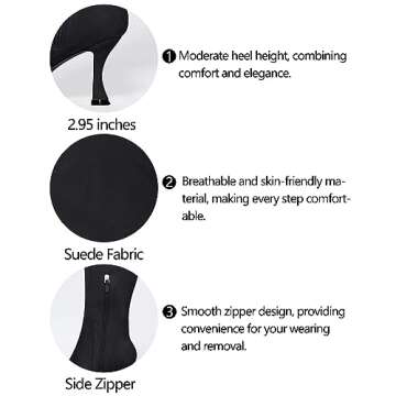 Stylish Coutgo Women's Kitten Heel Knee High Boots Black