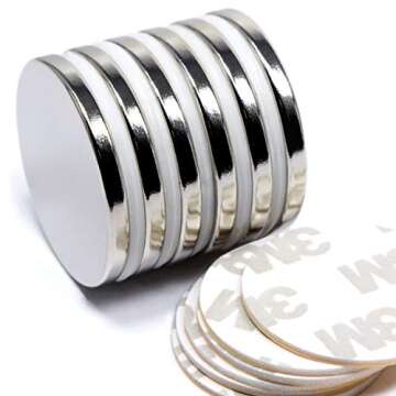 CMS MAGNETICS - (6-Piece) Diameter 1.26x1/16 Neodymium Disc Magnet with Round Double-Sided Adhesive ...