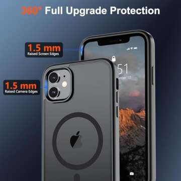 SUPFINE Magnetic for iPhone 12 Case/iPhone 12 Pro Case (Compatible with MagSafe)(10 FT Military Grade Drop Protection) Slim Translucent Matte Shockproof with Anti-Fingerprint Phone Case,Black