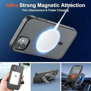 SUPFINE Magnetic for iPhone 12 Case/iPhone 12 Pro Case (Compatible with MagSafe)(10 FT Military Grade Drop Protection) Slim Translucent Matte Shockproof with Anti-Fingerprint Phone Case,Black