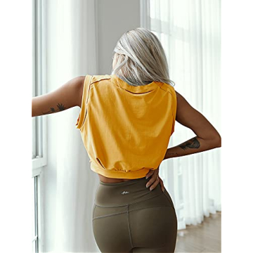 ARRIVE GUIDE Women's Casual Yoga Crop Tops in Yellow