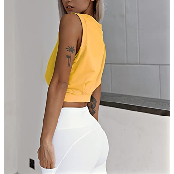 ARRIVE GUIDE Women's Casual Yoga Crop Tops in Yellow
