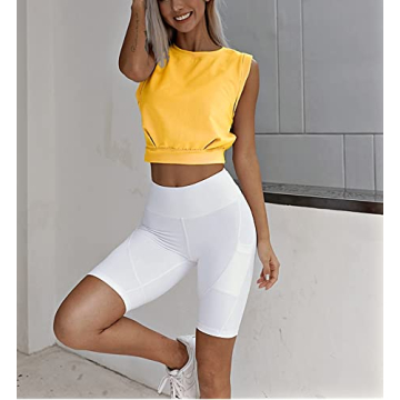 ARRIVE GUIDE Women's Casual Yoga Crop Tops in Yellow