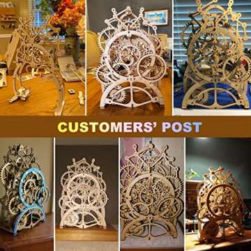 ROKR 3D Wooden Puzzles DIY Clock Kits for Adults to Build Wood Model Building Kit Unique Birthday Gift Pendulum Clock