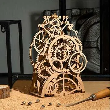 ROKR 3D Wooden Puzzles DIY Clock Kits for Adults to Build Wood Model Building Kit Unique Birthday Gift Pendulum Clock