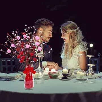 Heart Berry Stems - 4 Pc Set for Romantic Occasions - Great Gift!