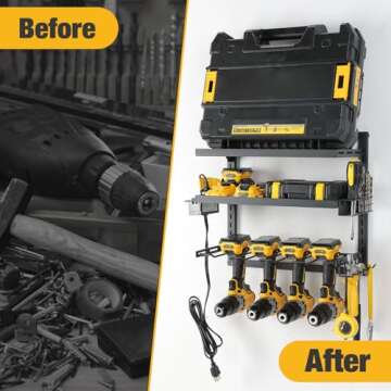 COFIT Power Tool Organizer, Power Drill Tool Holder, Wall Mount Tool Storage Organizer, Adjustable Height Iron Tool Rack for Garage Organization and Workshop