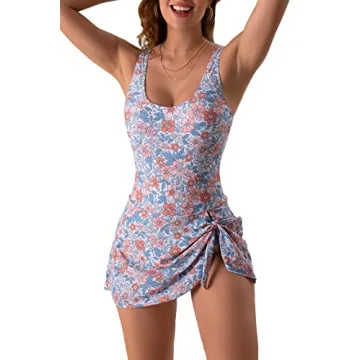 Eomenie Tummy Control One Piece Swimdress for Women