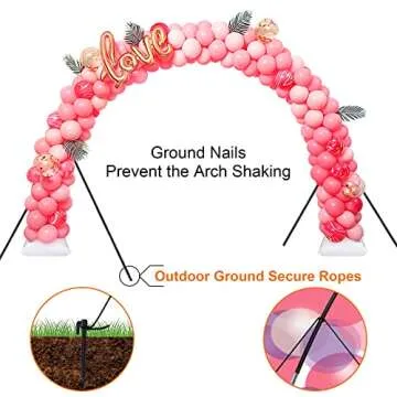 Chamvis Balloon Arch Kit with Electric Balloon Pump, Adjustable Balloon Arch Stand Garden Arbors: Balloon Arch Frame Plant Support Stand - for Wedding Baby Shower Birthday Garden Arbors