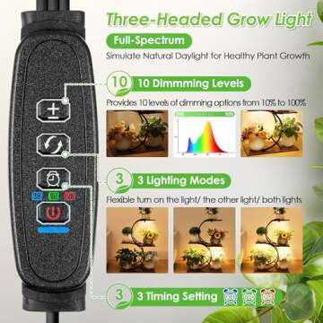 Dreyoo Plant Stand with Grow Light, 3 Tiered Plant Shelf with Grow Light, S Shaped Plant Stand Indoor with Grow Lights Small, Metal Plant Stand Flower Holder for Living Room, Bedroom, Patio (Black)