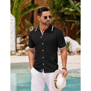 COOFANDY Men's Short Sleeve Knit Polo Shirt for Summer