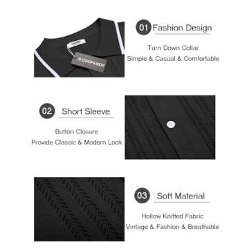 COOFANDY Men's Short Sleeve Knit Polo Shirt for Summer