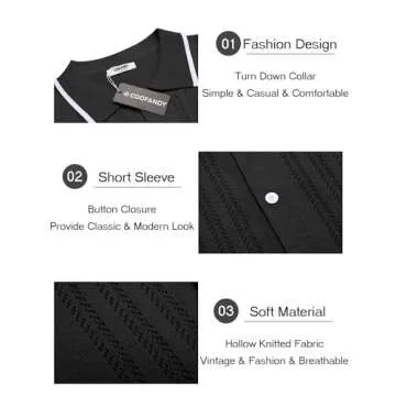 COOFANDY Men's Short Sleeve Knit Polo Shirt for Summer