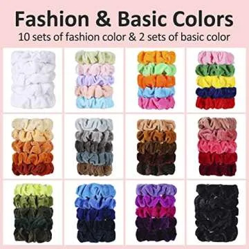 ADRIONE Velvet Hair Scrunchies - 60 Pack for Women, Girls, and Kids - Bulk Scrunchies Hair Ties No D...