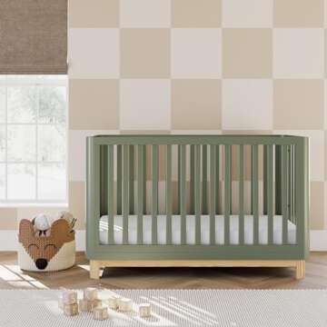 Storkcraft Santos 3-in-1 Convertible Crib (Olive with Natural) – GREENGUARD Gold Certified, Fits S...