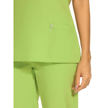 COZYFIT Scrubs for Women Set - Stretch V-Neck Scrub Top & Jogger Pant with 8 Pockets, Yoga Waistband, Anti Wrinkle, Slim Fit Women Scrubs - Apple Green, XS, Tall