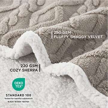 Bedsure Waterproof Dog Blankets for Large Dogs - Pet Blanket for Couch Protector Washable, Jacquard Coral Fleece Cat Throw Blanket, Soft Plush Reversible Furniture Protection, 50"x60", Pale Oak