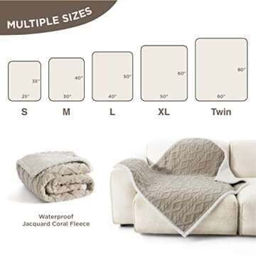 Bedsure Waterproof Dog Blankets for Large Dogs - Pet Blanket for Couch Protector Washable, Jacquard Coral Fleece Cat Throw Blanket, Soft Plush Reversible Furniture Protection, 50"x60", Pale Oak