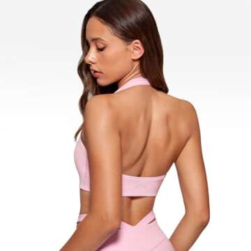 INGIA Women's Halter Longline Sports Bra - Comfortable Yoga Crop Top