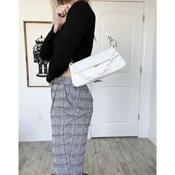 GRACE KARIN Women Shoulder Bag Crossbody Removable Strap Leather White Chain Handbags Medium