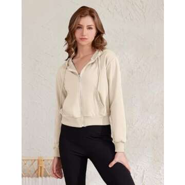 Stylish Yimoon Women's Cropped Zip Up Hoodie