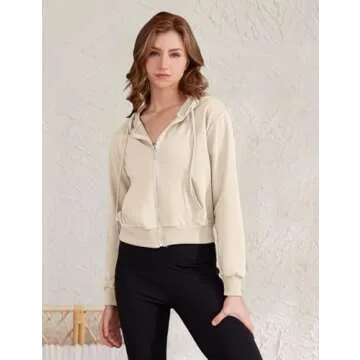 Stylish Yimoon Women's Cropped Zip Up Hoodie