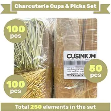 CUSINIUM 50pk 14oz Kraft Charcuterie Cups & Picks