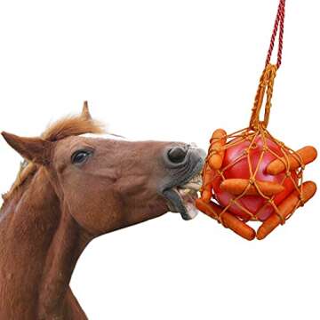 vomvomp Horse Carrot Feed Toy - Hanging Treat Ball for Horses