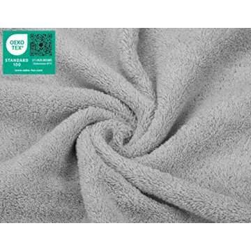 American Soft Linen Luxury Washcloths for Bathroom, 100% Cotton 4 Piece Turkish Wash Cloth Set, 13x13 in Soft Rags for Body and Face, Light Grey Washcloths