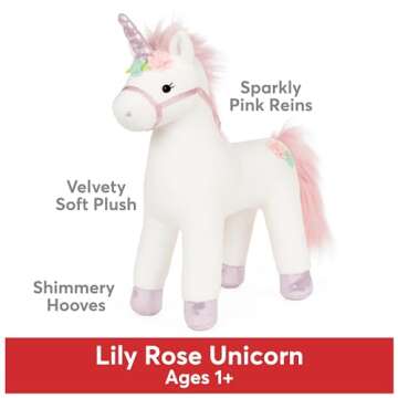 GUND Lily Rose Unicorn Stuffed Animal Plush Toy for Ages 1 and Up, White, 15”
