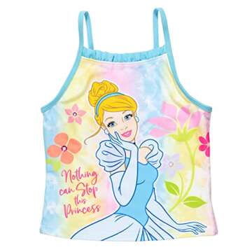 Disney Princess Aurora Belle Tiana Little Girls Mix N' Match Tankini Top Bottom Set Tie Dye 6