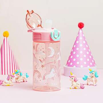 Zak Designs Sage Water Bottle For School or Travel, 16oz Durable Plastic Water Bottle With Straw, Ha...