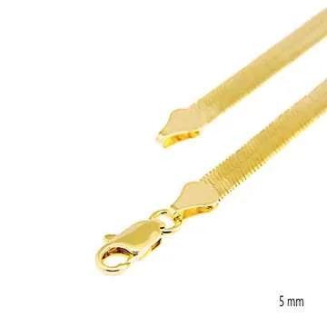 14K Gold Plated Herringbone Chain 20" & 24" Necklace Set