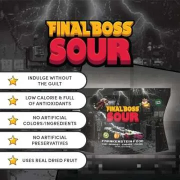 Final Boss Sour, Frankenstein Food, Extremely Sour Candy (3.5 Ounce Bags, 4 Bags Total) - Real Fruit, Extremely Sour Candy, No Artificial Ingredients
