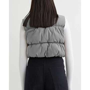 SySea Women's Crop Puffer Vest Winter Zip Up Lightweight Sleeveless Warm Outerwear Padded Coat