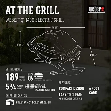 Weber Q1400 Electric Grill - Gray, Compact, and Versatile